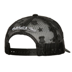 Mitchell & Ness - Philadelphia 76ers Monogram Allover Logo Mesh Trucker Adjustable Hat - Black
