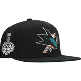 San Jose Sharks - Mitchell & Ness Core Top Spot Snapback Hat Black