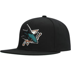 San Jose Sharks - Mitchell & Ness Core Top Spot Snapback Hat Black
