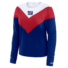 New York Giants WEAR by Erin Andrews Women's Chevron Tri-Blend Long Sleeve T-Shirt Royal/Red - NFL