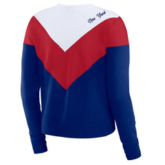 New York Giants WEAR by Erin Andrews Women's Chevron Tri-Blend Long Sleeve T-Shirt Royal/Red - NFL