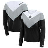 Las Vegas Raiders WEAR by Erin Andrews Women's Chevron Tri-Blend Long Sleeve T-Shirt Black/Silver - NFL