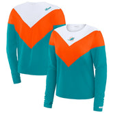 Miami Dolphins WEAR by Erin Andrews Women's Chevron Tri-Blend Long Sleeve T-Shirt Aqua/Orange - NFL