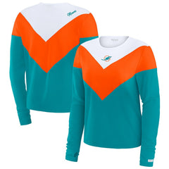 Miami Dolphins WEAR by Erin Andrews Women's Chevron Tri-Blend Long Sleeve T-Shirt Aqua/Orange - NFL