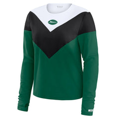 New York Jets WEAR by Erin Andrews Women's Chevron Tri-Blend Long Sleeve T-Shirt Green/Black - NFL