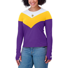 Minnesota Vikings WEAR by Erin Andrews Women's Plus Size Chevron Tri-Blend Long Sleeve T-Shirt White/Gold - NFL