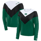 New York Jets WEAR by Erin Andrews Women's Plus Size Chevron Tri-Blend Long Sleeve T-Shirt Green/Black - NFL