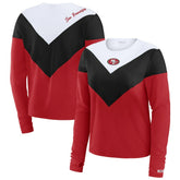 San Francisco 49ers WEAR by Erin Andrews Women's Plus Size Chevron Tri-Blend Long Sleeve T-Shirt Scarlet/Black - NFL