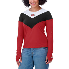 San Francisco 49ers WEAR by Erin Andrews Women's Plus Size Chevron Tri-Blend Long Sleeve T-Shirt Scarlet/Black - NFL