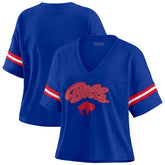 Buffalo Bills WEAR by Erin Andrews Women's Plus Size Color Block Boxy V-Neck T-Shirt Royal - NFL