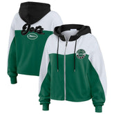 New York Jets WEAR by Erin Andrews Women's Color Block Full-Zip Hoodie Green/White - NFL