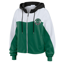 New York Jets WEAR by Erin Andrews Women's Color Block Full-Zip Hoodie Green/White - NFL