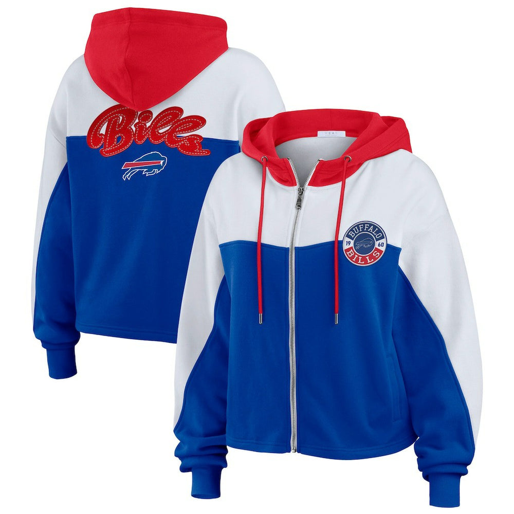 Buffalo Bills WEAR by Erin Andrews Women's Plus Size Color Block Full-Zip Hoodie Royal - NFL