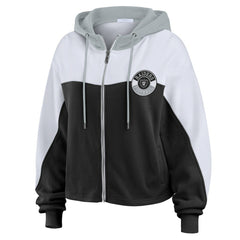 Las Vegas Raiders WEAR by Erin Andrews Women's Plus Size Color Block Full-Zip Hoodie Black - NFL