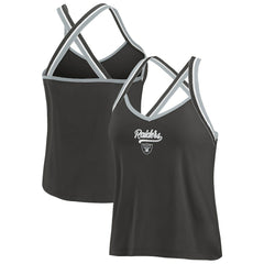Las Vegas Raiders WEAR by Erin Andrews Women's Cross Strap Tri-Blend Tank Top Black - NFL
