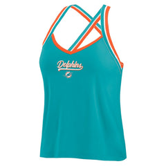 Miami Dolphins WEAR by Erin Andrews Women's Cross Strap Tri-Blend Tank Top Aqua - NFL