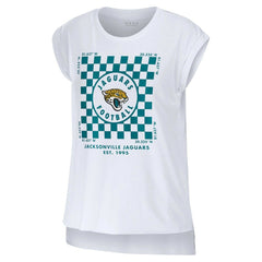 Jacksonville Jaguars WEAR by Erin Andrews Women's Checker Muscle Tank Top White - NFL
