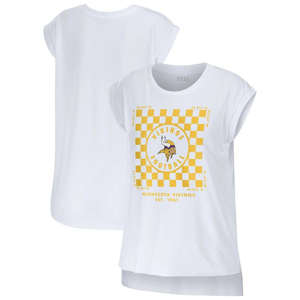 Minnesota Vikings WEAR by Erin Andrews Women's Checker Muscle Tank Top White - NFL