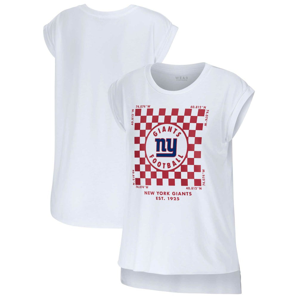 New York Giants WEAR by Erin Andrews Women's Checker Muscle Tank Top White - NFL