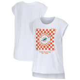 Miami Dolphins WEAR by Erin Andrews Women's Checker Muscle Tank Top White - NFL