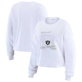 Las Vegas Raiders WEAR by Erin Andrews Women's Postcard Cropped Long Sleeve Top White - NFL