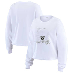 Las Vegas Raiders WEAR by Erin Andrews Women's Postcard Cropped Long Sleeve Top White - NFL