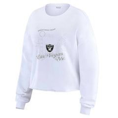 Las Vegas Raiders WEAR by Erin Andrews Women's Postcard Cropped Long Sleeve Top White - NFL