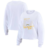 Los Angeles Chargers WEAR by Erin Andrews Women's Postcard Cropped Long Sleeve Top White - NFL