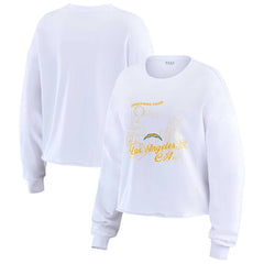Los Angeles Chargers WEAR by Erin Andrews Women's Postcard Cropped Long Sleeve Top White - NFL