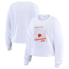 Cleveland Browns WEAR by Erin Andrews Women's Postcard Cropped Long Sleeve Top White - NFL