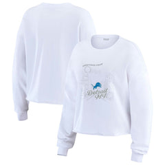 Detroit Lions WEAR by Erin Andrews Women's Postcard Cropped Long Sleeve Top White - NFL
