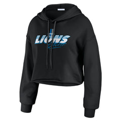 Detroit Lions WEAR by Erin Andrews Women's Prime Cropped Pullover Hoodie Black - NFL
