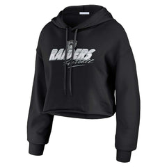 Las Vegas Raiders WEAR by Erin Andrews Women's Prime Cropped Pullover Hoodie Black - NFL