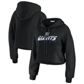 New York Giants WEAR by Erin Andrews Women's Prime Cropped Pullover Hoodie Black - NFL