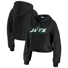 New York Jets WEAR by Erin Andrews Women's Prime Cropped Pullover Hoodie Black - NFL