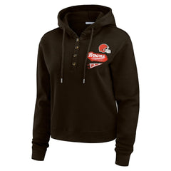 Cleveland Browns WEAR by Erin Andrews Women's Waffle-Knit Pullover Hoodie Brown - NFL