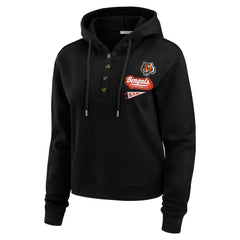 Cincinnati Bengals WEAR by Erin Andrews Women's Waffle-Knit Pullover Hoodie Black - NFL