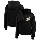 New Orleans Saints WEAR by Erin Andrews Women's Waffle-Knit Pullover Hoodie Black - NFL