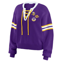Minnesota Vikings WEAR by Erin Andrews Women's Lace-Up Sweater Purple - NFL