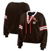 Cleveland Browns WEAR by Erin Andrews Women's Lace-Up Sweater Brown - NFL