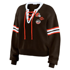 Cleveland Browns WEAR by Erin Andrews Women's Lace-Up Sweater Brown - NFL