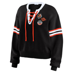 Cincinnati Bengals WEAR by Erin Andrews Women's Lace-Up Sweater Black - NFL
