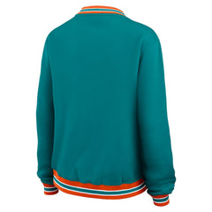 Miami Dolphins WEAR by Erin Andrews Women's Oversized Long Sleeve V-Neck Sweatshirt Aqua - NFL