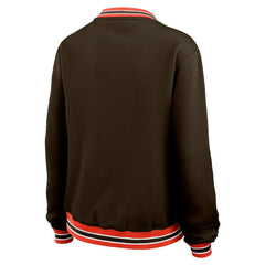 Cleveland Browns WEAR by Erin Andrews Women's Oversized Long Sleeve V-Neck Sweatshirt Brown - NFL