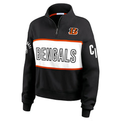Cincinnati Bengals WEAR by Erin Andrews Women's Quarter-Zip Jacket Black - NFL