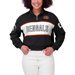 Cincinnati Bengals WEAR by Erin Andrews Women's Quarter-Zip Jacket Black - NFL