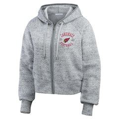 Arizona Cardinals WEAR by Erin Andrews Women's Speckled Fleece Cropped Full-Zip Hoodie Heather Gray - NFL