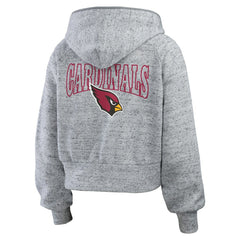 Arizona Cardinals WEAR by Erin Andrews Women's Speckled Fleece Cropped Full-Zip Hoodie Heather Gray - NFL