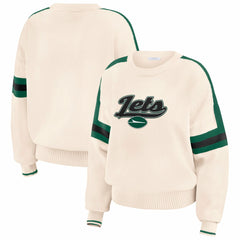 New York Jets WEAR by Erin Andrews Women's Stripe Pullover Sweater Cream - NFL