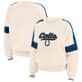 Indianapolis Colts WEAR by Erin Andrews Women's Stripe Pullover Sweater Cream - NFL